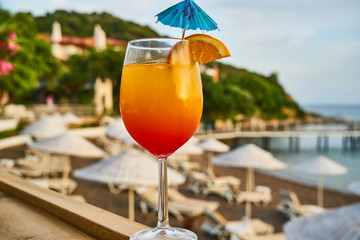 Tasty alcoholic beverage in a hotel