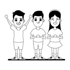 children avatar cartoon character portrait in black and white