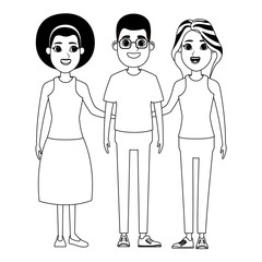 group of people avatar cartoon character in black and white