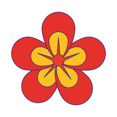 Beautiful flowers petals symbol cartoon blue lines