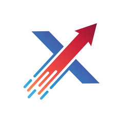 Letter X fast arrow logo - Vector