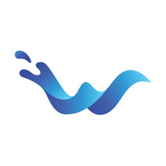 Letter W logo template with wave style, Water wave logo