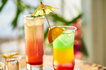 Tasty alcoholic beverage in a hotel