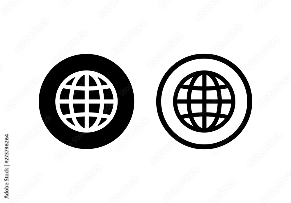 Poster globe go to web icon set. vector design