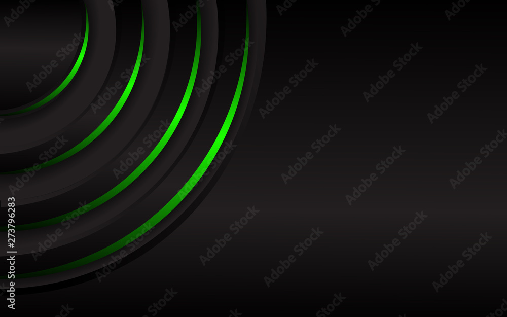 Aufkleber black structure abstract modern background texture. overlap layer 3d effect with green luxury techno