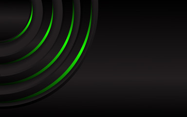 Black structure abstract modern background texture. Overlap layer 3D effect with green luxury technology decoration