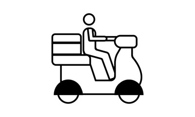 Man riding scooter icon for food delivery services