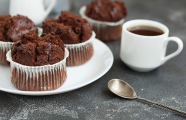 chocolate muffin, chocolate muffin, pastry, coffee dessert