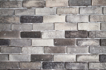 Black and Grey colour striped bricks on white concrete wall texture background, Interior decoration room concept