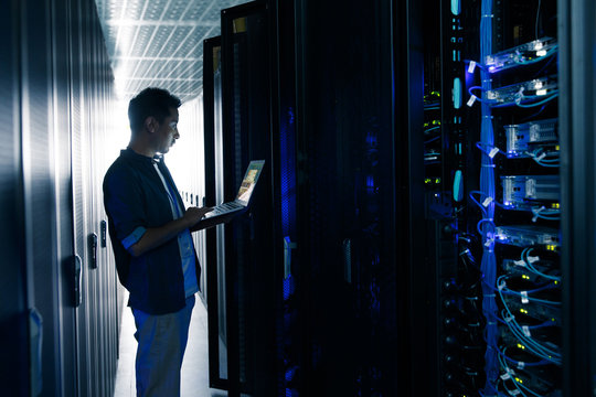 Technical personnel in the maintenance room inspection