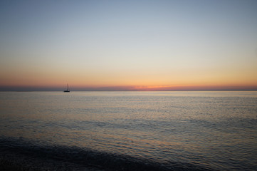 Sunset on the beach in Turkey.