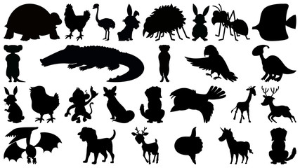 Set of silhouette animal