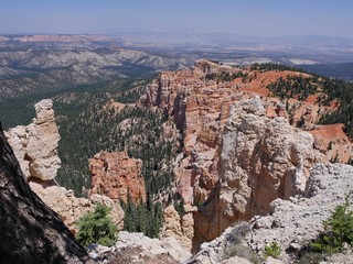 Medium close wide shot of spectacular rock formations at Bryce Canyon National Park, Utah.