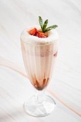 milkshake with strawberries and chocolate