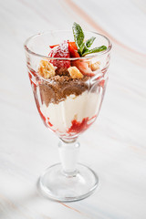 summer dessert with strawberries and chocolate