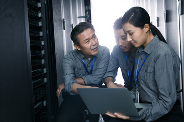 Technical personnel in the maintenance room inspection