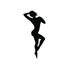 Fototapeta na wymiar Silhouette of Girls Showing Bodies Fit Logo Design Inspiration
