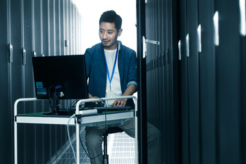 Technical personnel in the maintenance room inspection