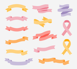 Flat design of labels, ribbon banners, Banner Web Sticker illustration.