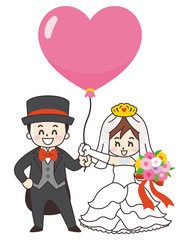 新郎新婦とハートの風船
