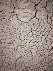 Texture of dry cracked earth. The desert background. The global shortage of water. Deep cracks in brown land as symbol of hot climate and drought.