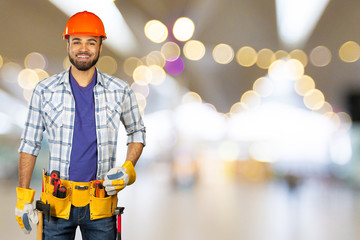 handsome happy workman