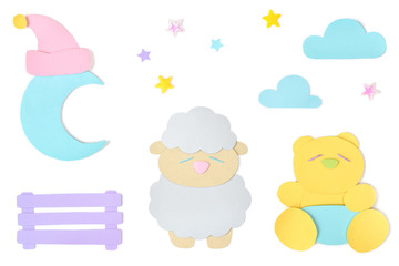 Bedtime paper cut on white background - isolated