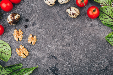 Beautiful detox menu layout. Space for design or recipe. Top view.