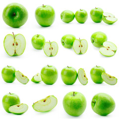 apple fruits on white. Pattern with apples flat lay. Camera above the background