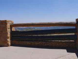 Protective fence at the lookout of the Natural Bridge at Bryce Canyon National Park in Utah. 