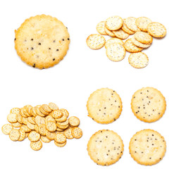 Cracker snacks isolated on over white background