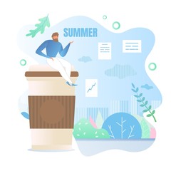 Man is Waiting for Summer Vector Illustration.