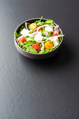 Overhead shot of green salad. Food background