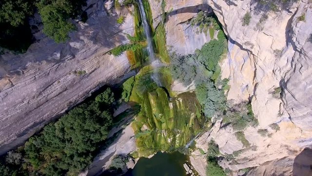 Salt de Sallent waterfall is located in the Rupit stream in the municipality of Rupit, a town located in the Osona region, in the north of the province of Barcelona, Catalonia, Spain