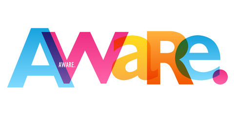 AWARE. colorful vector typography banner