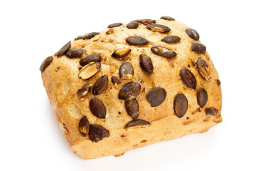 Rye eco breads on the white background.