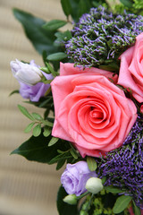 Beautiful bouquet with pink roses.