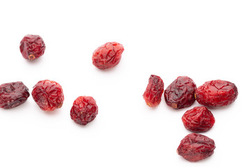 Dried cranberries isolated on white background