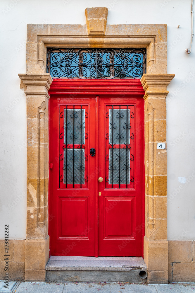 Wall mural colorful door in the old town of nicosia, cyprus