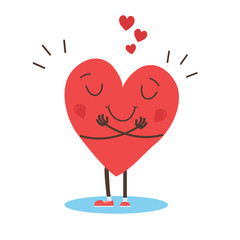 hugging heart vector , Hug yourself , Love yourself - Vector