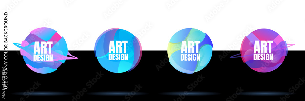 Poster abstract liquid shape. fluid design. isolated gradient waves with geometric lines, dots. vector illu