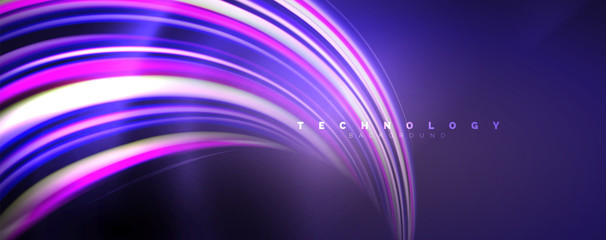 Fluid color waves with light effects, vector abstract background