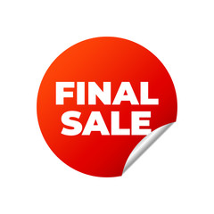 Red Vector Banner Sticker on white background, final sale