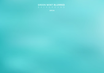 Abstract green turquoise blurred background. Mint color backdrop can use for graphic design, banner web, poster, brochure, leaflet, ad, print, etc.