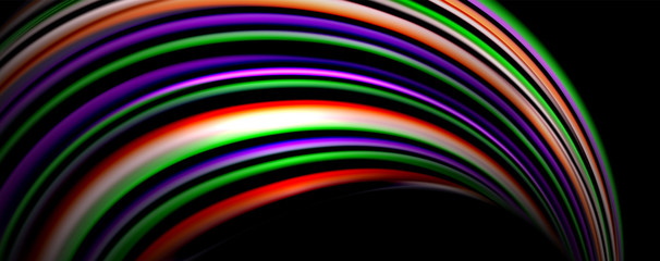 Fluid color waves with light effects, vector abstract background