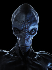 3d rendered illustration of an alien on black background © Sebastian Kaulitzki