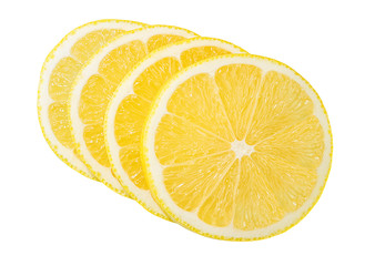 Fresh lemon slices isolated on white background with clipping path