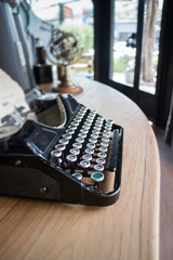 Cozy cafe decoration with vintage typewriter