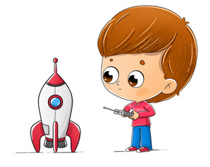 Boy with a toy rocket