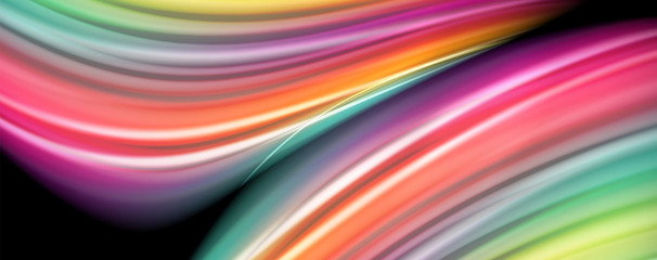 Flowing liquid colors - modern colorful flow poster. Wave liquid shapes. Art design for your design project